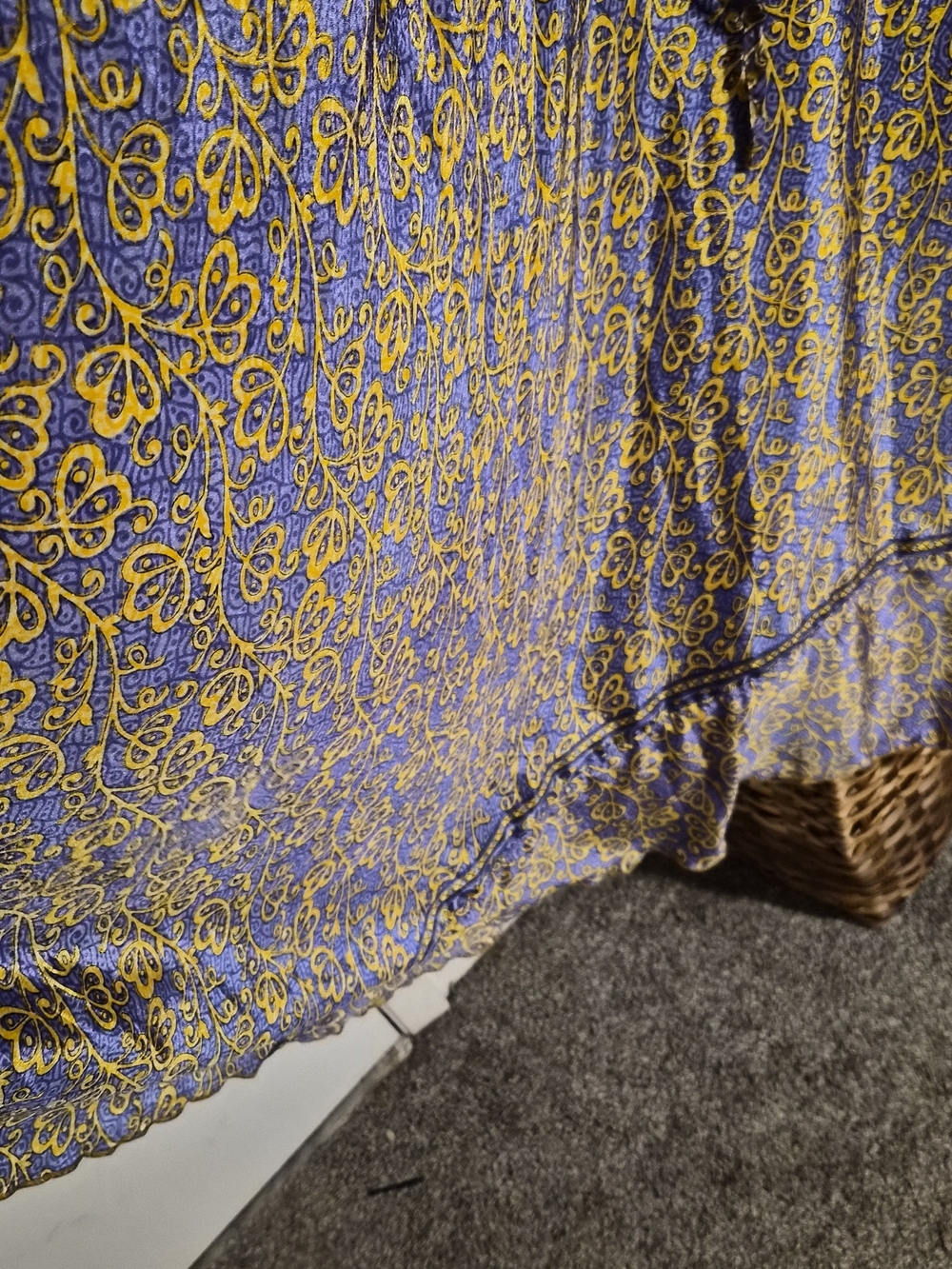 NWT, 100% Crepe Silk Light Blue and Yellow Floral Maxi Dress - Picture 7 of 8